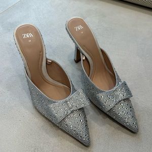 Zara Rhinestone Heel Slingback w/ bow